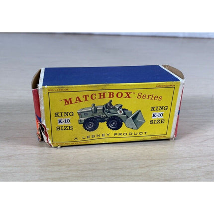 Vintage 1960s Matchbox Lesney K-10 Aveling-Barford Tractor-Shovel w/ Box