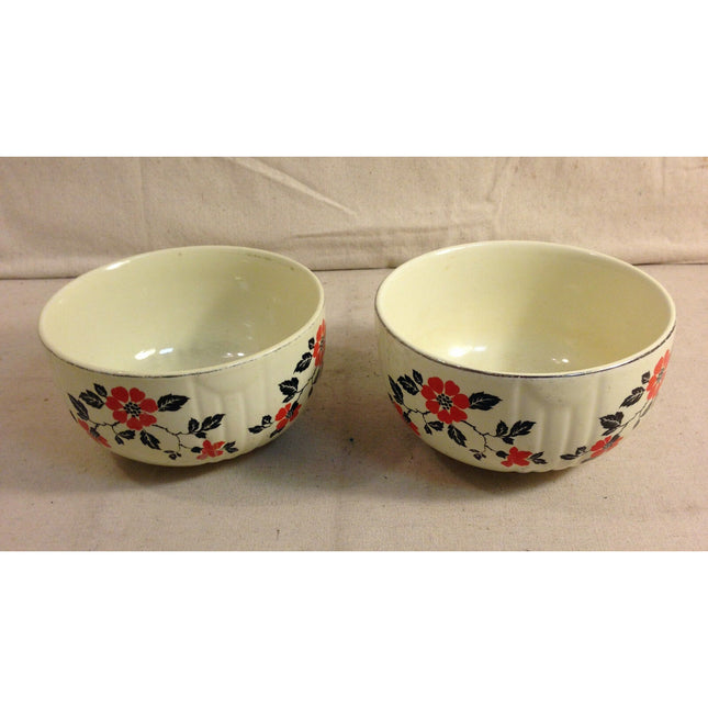 Vintage Hall’s Kitchen Ware Red Poppy Bowls – Set of 2, 6 1/4”
