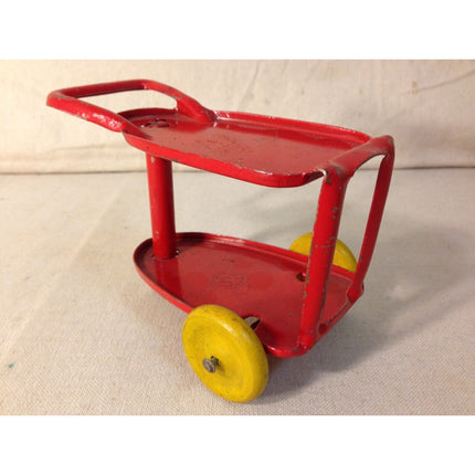 Vintage 1930s-40s Marx Die Cast Red 3-Wheel Toy Cart Table – Working