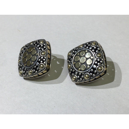 John Hardy 925 Sterling Silver & 18K Gold Dot Earrings with Box