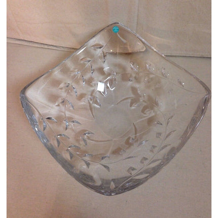 Signed Tiffany Floral Vine Glass Serving Bowl w/ Sticker – Made in Austria