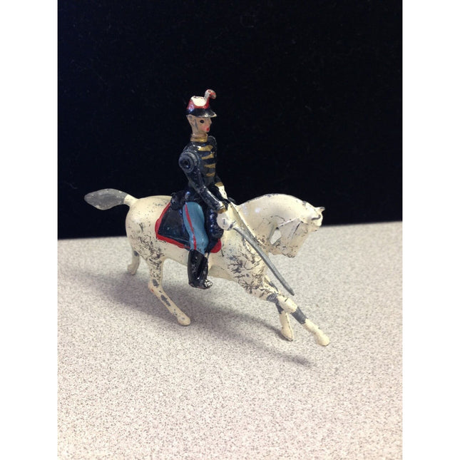 Vintage 1940's Lead Soldier on White Horse Figurine – England