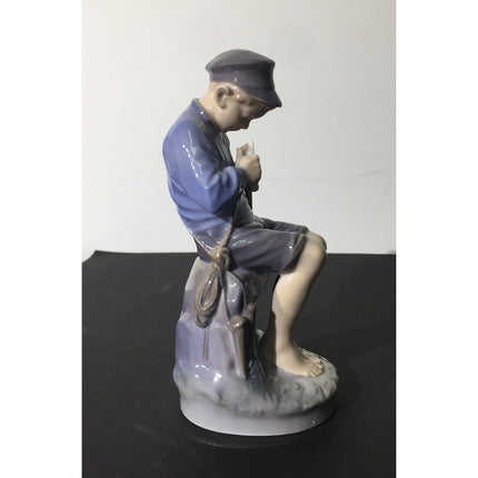 Royal Copenhagen Porcelain Figurine #905 “Whittling Boy” by Christian Thomsen