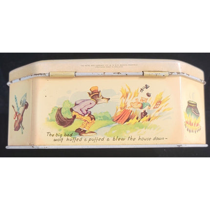 Vintage 1946 Litho Three Little Pigs Candy Tin with Lid – Metal Box Co., England