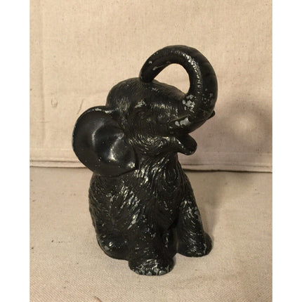 1936 Vanio Elephant Still Bank – Pot Metal Black w/ Green Base Coin Bank