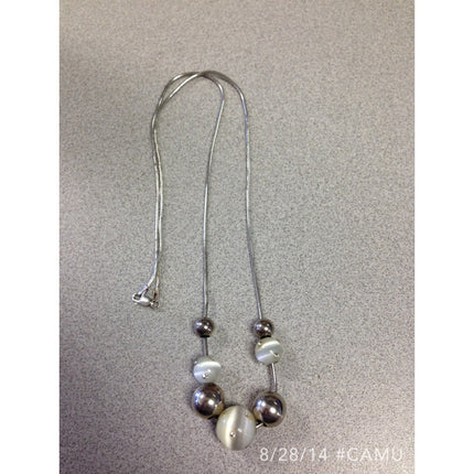 Vintage Sterling Silver & Glass Bead Necklace