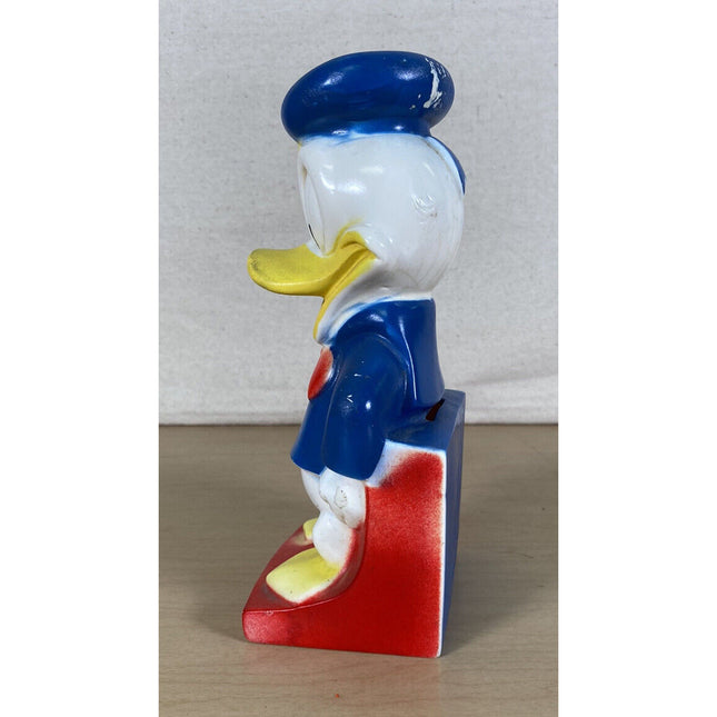 Vintage 1970s Walt Disney Donald Duck Plastic Coin Bank Piggy Bank 7.5"