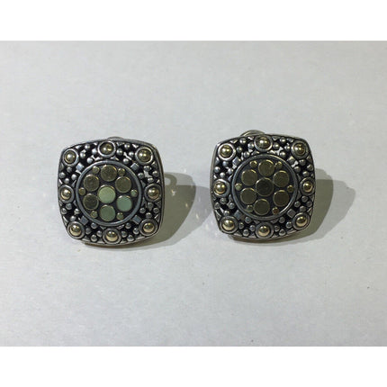 John Hardy 925 Sterling Silver & 18K Gold Dot Earrings with Box
