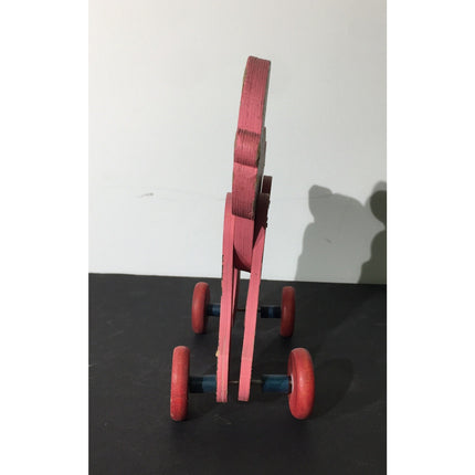 Vintage 1920s–30s Wooden Toy Dog on Wheels – Early Pull Toy