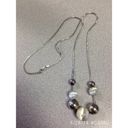 Vintage Sterling Silver & Glass Bead Necklace