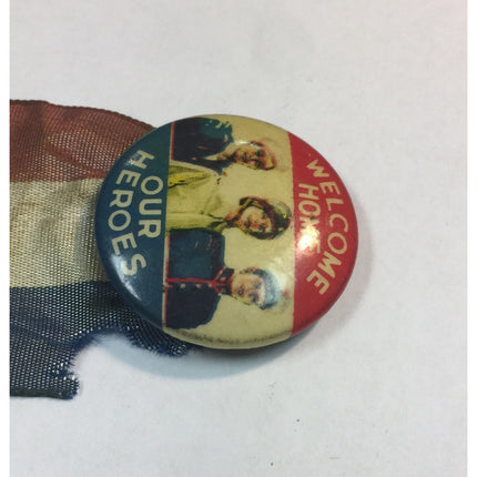 Vintage 1940s WWII Patriotic Pinback Button w/ Ribbon – World War II Memorabilia