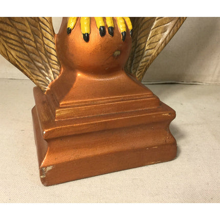 Mid Century Atlantic Mold Eagles Plaster Chalkware Sculpture Figurine 11.75"