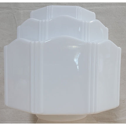 Vintage Art Deco White Glass 3-Tier Skyscraper Lamp Shade Globe Light Fixture