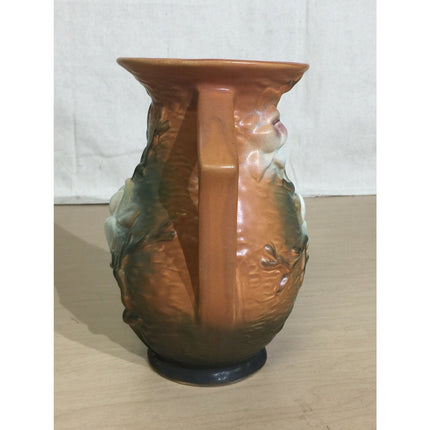 Vintage 7" Roseville Pottery Brown Magnolia Double Handle Vase Vase 90-7