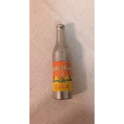 Vintage 1940s Royal Crown Cola Bottle Lighter – Metal w/ Paper Label – Unfired