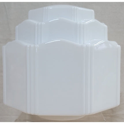 Vintage Art Deco White Glass 3-Tier Skyscraper Lamp Shade Globe Light Fixture