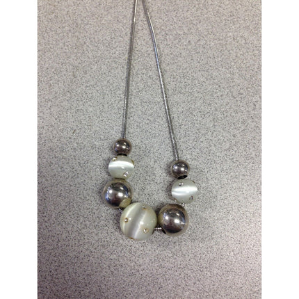 Vintage Sterling Silver & Glass Bead Necklace