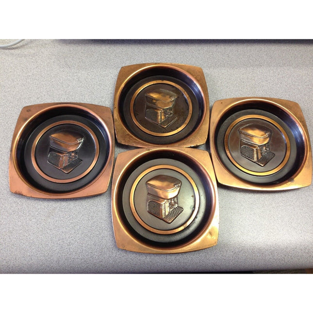 Vintage Set of 4 Hyde Park "Copper" Jet Spray Cooler Logo Ashtrays