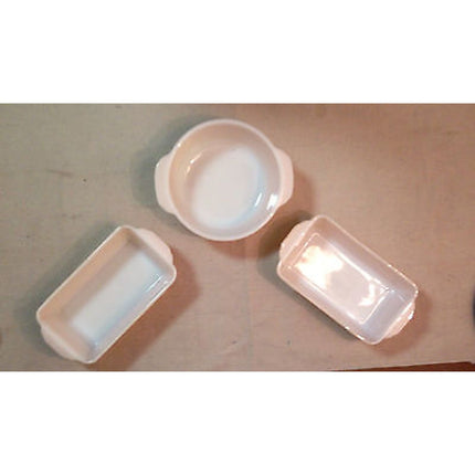 Vintage Fire King 9-Piece Light Orange / White Interior Baking Set