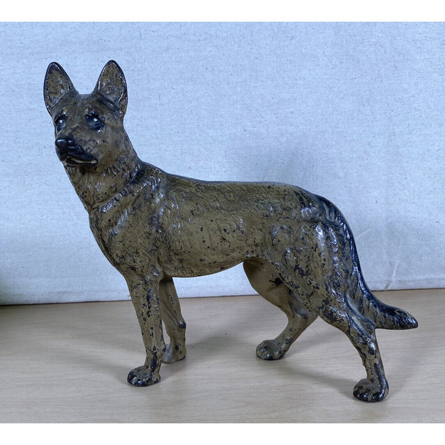 1930s Hubley Cast Iron German Shepherd Dog Vintage Doorstop