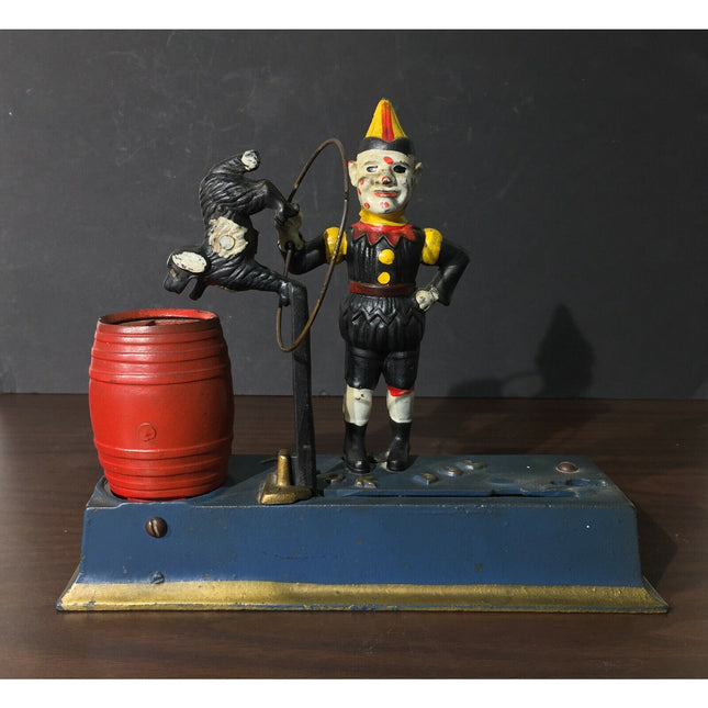 Hubley Trick Dog Mechanical Cast Iron Toy Bank Working All Original Vintage