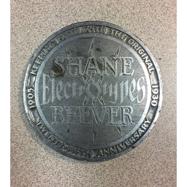 Vintage Shane Beever Electrotypes "1905–1930" 25th Anniversary Paperweight