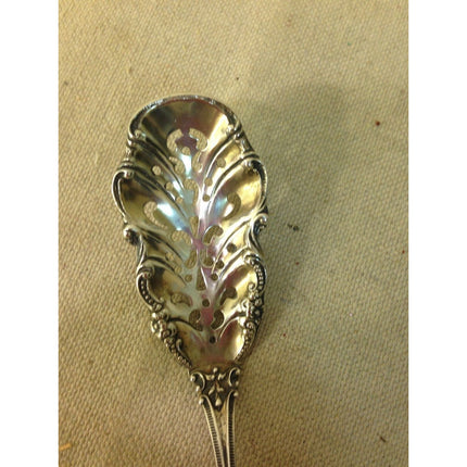 Vintage Sterling Silver Engraved Ornate Olive Spoon