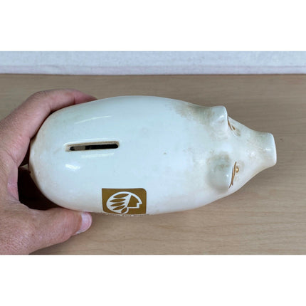 VTG Buntingware Pig Bank Lancaster East Division Cream Ceramic w/ Gold Overlay