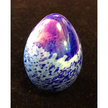 Vintage Mount Saint Helens Iridescent Blue Egg Paperweight – 2 1/4" – MSH 83
