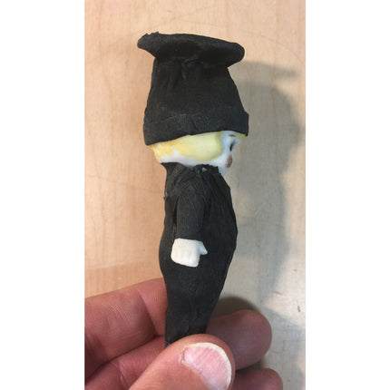 Vintage 1930s Bisque Bride & Groom 4.5" Dolls Crêpe Paper Clothes, Moveable Arms