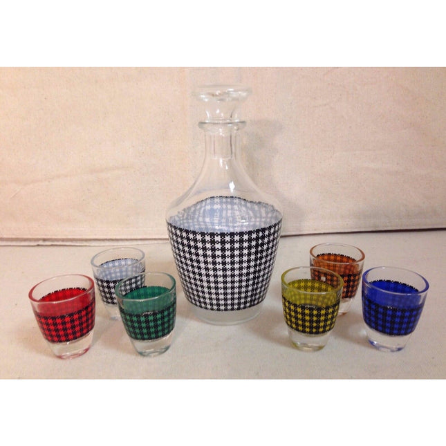 Mid-Century France Whiskey Decanter w/ 6 Shot Glasses