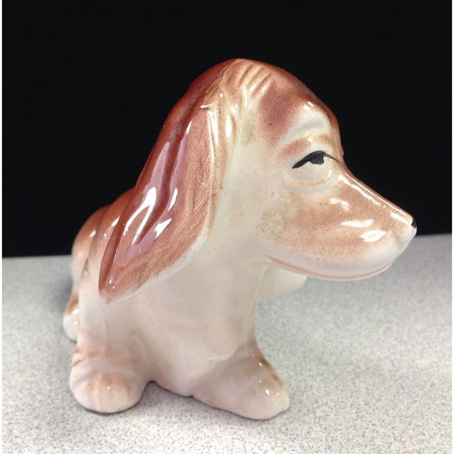 Vintage 1940s 50s Porcelain Basset Hound Dog Figurine 4.5"