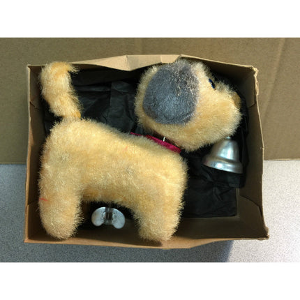 Vintage Japan Bell Ringer Pup Windup Toy 1950s–60s Working Tan & Gray