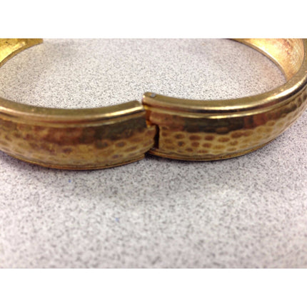 Vintage Napier Hammered Goldtone Metal Cuff Bracelet 8" Wide Fashion Jewelry