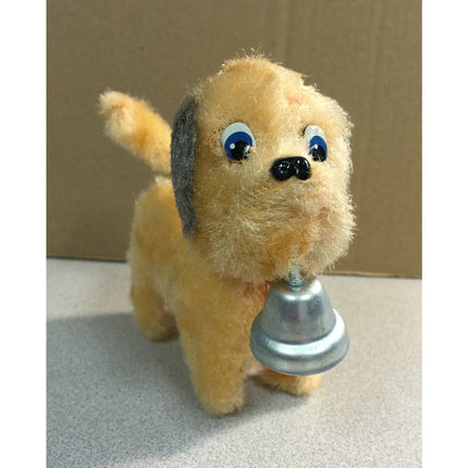 Vintage Japan Bell Ringer Pup Windup Toy 1950s–60s Working Tan & Gray