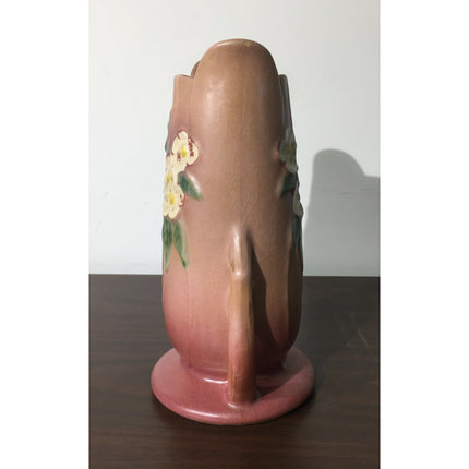 Vintage Roseville Pottery Mock Orange Vase #982-8 White Rose