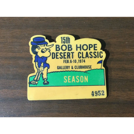 2 Bob Hope Desert Classic Golf Badges 1972 Guest & 1974 Season TTC Trammel Co.