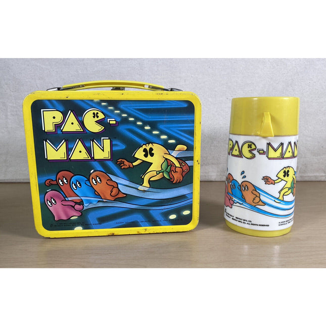 Vintage 1980 Bally Pac-Man Lunchbox with Thermos Complete