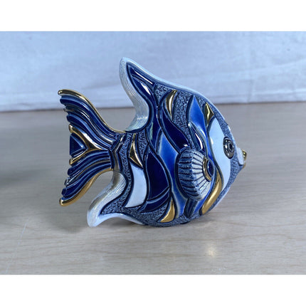 De Rosa Angel Fish Hand Carved Hand Painted Figurine in Box