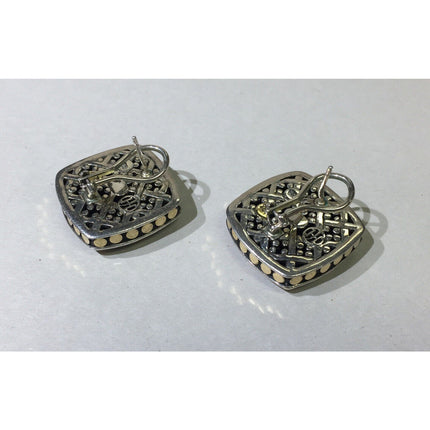 John Hardy 925 Sterling Silver & 18K Gold Dot Earrings with Box