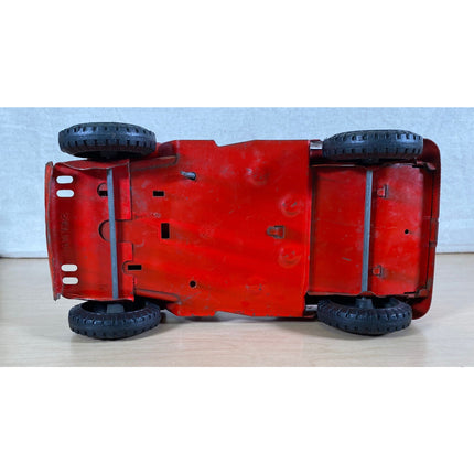 1950s Vintage Pressed Steel Red Toy Marx Lumar Willys Jeep