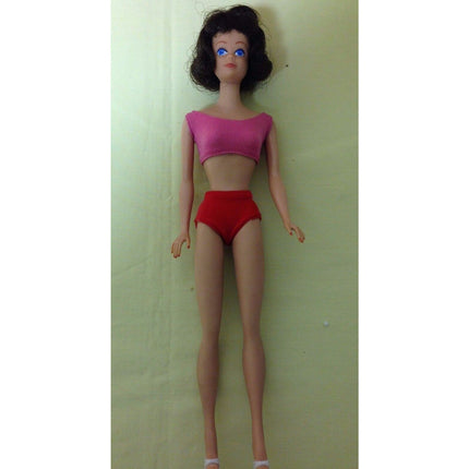 VTG 1963 Mattel Straight Leg Brunette Midge Doll #860, Original Outfit + Extras