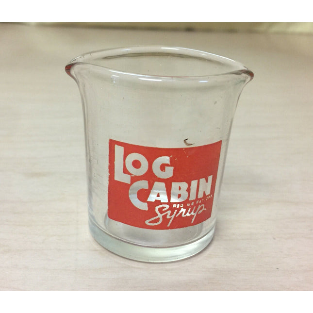 Vintage Log Cabin Syrup Clear Glass Double Spout Pancake Pour Cup Server