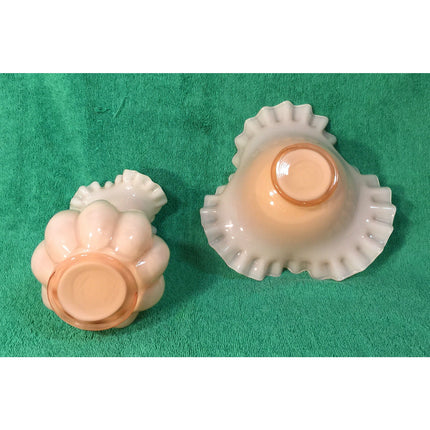 1940’s Pink Fenton Vase and Candy Dish – Vintage Glass Pair