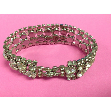 Vintage Weiss Rhinestone Bracelet – 4 Row Silvertone — Signed!