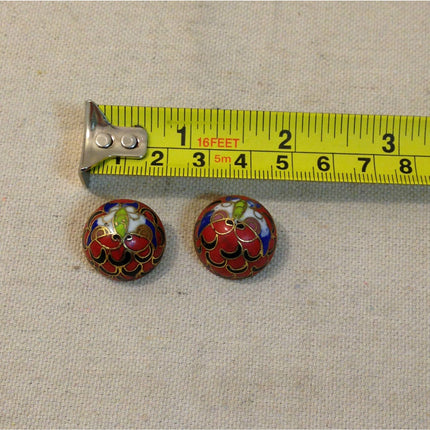 Vintage Cloisonné Necklace, Bangle Bracelet, and Clip Earrings Jewelry Set