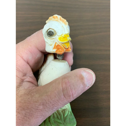 Vintage 1930s-40s Chalk Chicken Rooster Figurine with Bobbing Head
