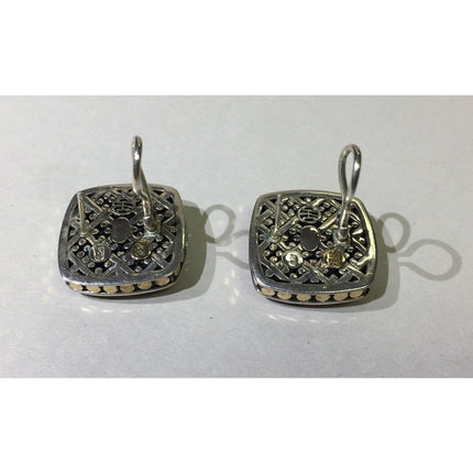 John Hardy 925 Sterling Silver & 18K Gold Dot Earrings with Box