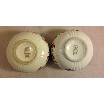 Vintage Hall’s Kitchen Ware Red Poppy Bowls – Set of 2, 6 1/4”