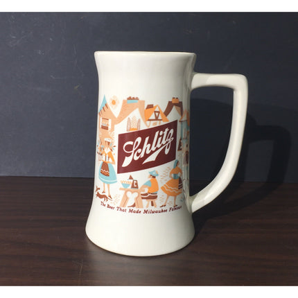 VTG Schlitz Beer Ceramic Advertising Mug – “The Beer That Made Milwaukee Famous”